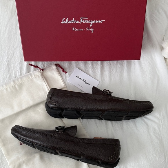 Salvatore Ferragamo Dark Brown Leather Loafers Men’s Size 13 - Picture 5 of 8